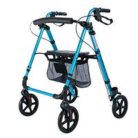 Luxurious Rolling Walker - Lockable Brakeswith Trolley Seat & Bag 4 Wheel Mobility Aid for Adult, Senior, Elderly & Handicapped (Blue),Max150kg(330 lbs)