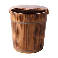 Foot Tub, Carbonization Foot Soak Barrel,Household Wood Chinese Fir Foot Basin Wooden Bucket, Adult with lid Foot-Soaking Barrel (Size : B)
