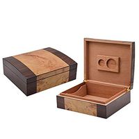 Lxc Custom Wood Grain Stitching High-Gloss Paint Circular Arc Design Cedar Wood Box Portable Cigar Humidor