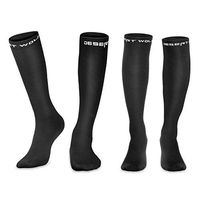 DESERT WOLF Compression Socks for Men & Women 20-30mmHg is Best for High Knee Running, Travel, Athletic, Maternity Pregnancy and Nurses, 2 Pair Black - L/XL(Men 8.5-11 & Women 8.5-12.5)