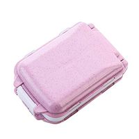 farawamu Pill Box, Mini Portable Travel Wheat Straw Pill Box Medicine Storage Case Holder Organizer Pink