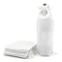 Bezall 10pcs Burlap Linen Wine Bags Drawstring Jute Champagne Wine Bottle Gift Bag Birthday Wedding Party Favor Wrap Pouches 13.7 x 5.9 Inches (White)