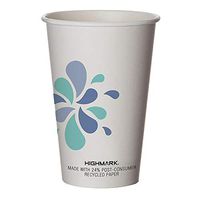 Highmark Breakroom Hot Cups, 16 Oz, White/Blue/Black, Pack of 50