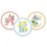 Floral Initial Envelope Seals - Set of 144 Self-Adhesive, Flat-Sheet, 1-1/2" Sticker Seals, By Colorful Images