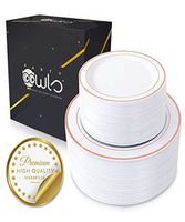 Rose Gold Plates 120pcs Eco-Friendly & Extra Strong. Premium China Lookalike Plastic Plates for Baby Shower, Birthday & Wedding. No Cleanup with Disposable Plates. Re-Usable Rose Gold Party Plate