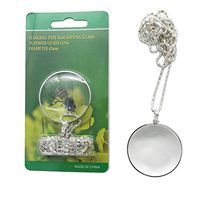 5X Magnifying Glass Necklace - Magnifier Necklace Pendant Optical Magnifier with Chain Necklace for Library, Reading, Zooming and Jewelry,Silver,F040