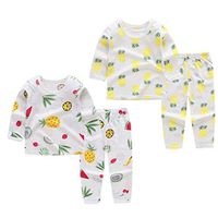 Ugthe Infant Clothing 2Pcs Cartoon Fruit Vegetable Print Baby Long Sleeve Shirt Pants Kids Cool Outfit - 110* Yellow Pineapple*