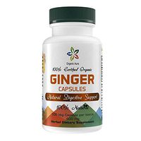 Organic Aura Ginger Capsules. Powerful Anti-Oxidant for Boosting Digestion, Immunity and Optimum Health. 100% All Natural, Raw and Original. No GMO and Gluten Free.