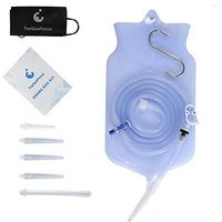 TopQuaFocus Non-Toxic Silicone Enema Bag Kit Anal Douche for Colon Cleansing with Silicone Hose 2 Quart 5.3” Nozzle (Clear)