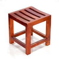 Bath Stool Wooden Small Stool Waterproof Bath Stool Caramel Colour Elm Shower Stool Rectangle Seat Sitting Stool Change Shoe Bench Strip-Shaped Dining Stool Step Stool or Ladder