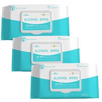 75% Alcohol Wipes (3 Pack, 150 Wipes), Large Wet Wipes(7.1" x 5.9"), Alcohol Wet Wipes Cleaning Wet Wipes for Hand Home House, Hotel, Restaurant, Office, Car