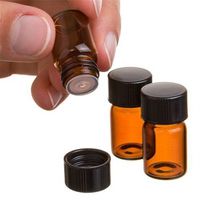 2ml Mini Amber Glass Bottles with Orifice Reducer and Cap for Essential Oils, Chemistry Lab Chemicals, Colognes & Perfumes (12 Pack)