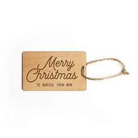 Personalized Wooden Holiday Gift Tags with Holes for Gifting and Giving Season | Christmas Wood Tag Hang Labels- Custom Design for Holiday Gift Favor (Merry Christmas (to Marissa))