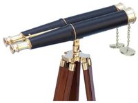 Hampton Nautical  Floor Standing Admiral's Brass/Leather Binoculars, 62", Brass