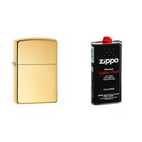 Zippo Armor  High Polish Brass Pocket Lighter with 12 oz Lighter Fluid