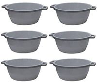 YBM HOME Round Plastic Wash Basin Dish Pan, Laundry Pan, Cleaning Pail, Beige with Dots (6, Gray)