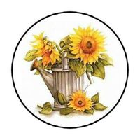 HotSaleStore Sticker Seals 48 Rustic Sunflowers. Envelope Seals Labels Stickers 1.2" Round
