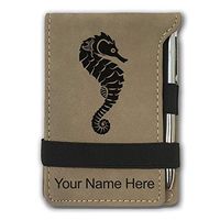 Mini Notepad, Seahorse, Personalized Engraving Included (Light Brown)