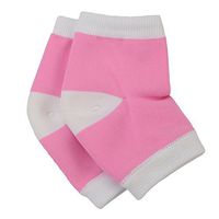 Gel Heel Ankle Sleeve Moisturizes Cracked Dry Heels Soft Foot Care Spa Support Helps Plantar Fasciitis Feet Pain Relief Socks (Pink/White - 1 Pair - Heel Gel Socks, Small/Medium)