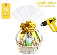 Shrink Wrap Bags for Gift Baskets,20x20 inches Clear PVC Heat Shrink Bags Cellophane Wrap for Packaging,Gift Wrapping 10 Pack