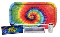 Trip 2 Clear Rolling Papers King Size with Elements 110mm Roller, Pre Rolled Tips, Hippie Butler Flip Top Storage Container and Rolling Paper Depot Rolling Tray