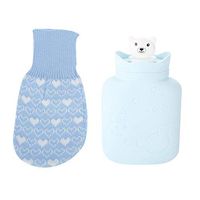 Duevin 300ml Hot Water Bag Hot water bag with felt sheath For Warm Feet, Hands, Back, Neck Hot Water Bottle Hot Water Bottle Perfect for Cold Winter Nights(Blue)