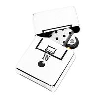 Basketball Hoop Newspaper - White Lighter Windproof Flip-Top Refillable with tin Gift Box