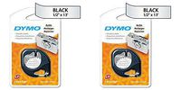 DYMO LetraTag Self-Adhesive Multi-Purpose Label Tape, 1/2-inch, 13-foot Cassette, Black Print on Metallic Silver (1743603), 2 Packs