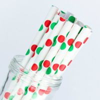 Christmas Red And Green Double Dots, Vintage Paper Drinking Straws, - 25 Ct. - Twilight Parties