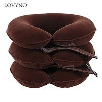 Lovyno Cervical Neck Traction Device,Neck Shoulder Back Head Pain Relief Inflatable Spine Alignment Pillow (Coffee)