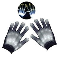AULIN LED Gloves, LED Skeleton Hand Gloves with 6 Lighting Mode Toys Rave Gloves for Kids&Adults Party Halloween/Christmas/Birthday Gift (White)