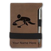Mini Notepad, Curling Figure, Personalized Engraving Included (Dark Brown)