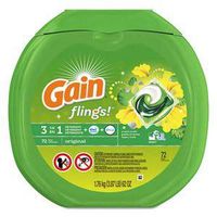Gain Flings Detergent Pods, Original, 0.06 Pac, 72/Container, 4 Container/Carton