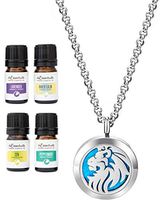 Wild Essentials King Lion Essential Oil Diffuser Necklace Gift Set Includes Aromatherapy Pendant, 24" Stainless Steel Chain, Refill Pads and 100% Pure Oils (Lavender, Peppermint, Inner Calm and Zen)
