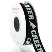 7/8" Black/White Cheer Text Grosgrain Ribbon 25yd