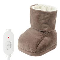 Foot Heat Therapy Massage Foot Warmer for Stiff Feet, Arthritis, Cold Feet Machine-Washable Fabric Heating Electric Slippers Pad Fast-Heating,Brown,B