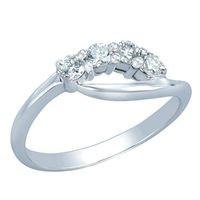 Women's 18K White Gold Modified Half Eternity Ring Featuring 4 0.24ct Round B.
