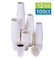 TashiBox 12 oz White Hot Drink 100 Count - Disposable Paper Coffee Cups