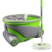 Spin Mop And Bucket System–360° Self Wringing Spinning Mop With On Wheels Microfiber Mop Heads – Easy To Use And Store (Color : Green, Size : 50x26x27cm)