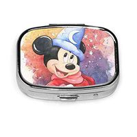 Square Pill Box- Portable Mickey Mouse Medicine Organizer Holder Two Compartment Pill Case