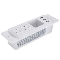 Desktop Power Strip, Recessed Power Socket with USB, Conference Table Power Outlet Grommet, Power Strip with 2 US Plugs and 3 USB Ports, Multi-Protection 6.5 ft Cable for Office,Kitchen,Hotel White