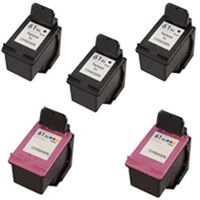 Amsahr 61XLBK(CH563WN) Remanufactured Replacement HP Ink Cartridges for Select Printers/Faxes with 3 Black and 2 Color Ink Cartridges