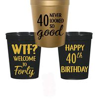 40th Birthday Stadium Plastic Cups - WTF, Welcome to 40, 40 Never Looked So Good (10 cups)