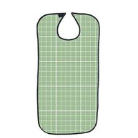 Adult Bib Washable Reusable Waterproof Clothing Protector with Optional Crumb Catcher and PVC Backing for for The Eldly Elderly Senior Men and Women (Green Plaid)
