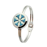 Aromatherapy Essential Oil Diffuser Bracelet Delicate Silver Stainless Steel Flower Pendant Perfume Bracelet