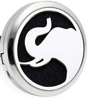 Aromabug Aromapin (Elephant) 22mm Personal Aromatherapy Essential Oil Diffuser Stainless Steel Locket Brooch. 6 High Fiber Pads and 3 Essential Oils Included.