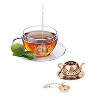 Tea Strainer, Gold Stainless Steel Tea Infuser Pipe Design Holder Tool Tea Spoon Infuser Filt