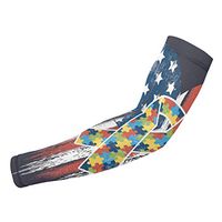 Sincerity First American Flag Heart Autism Awareness UV Protection Cooling Arm Sleeves for Sports Basketball Men Women
