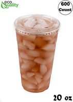 Iced Coffee Go Cups and Lids | Cold Smoothie | Plastic Cups with Lids | 20 oz Cups, 600 Pack | Clear Plastic Disposable Pet Cups | Ideal for Coffee, Parfait, Juice, Soda, Cocktail, Party Cups