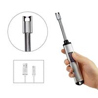 Arc Lighter - Vgate USB Rechargeable Flameless Windproof Lighter, 360° Long Flexible Neck, Safety Switch No Spark & Smell Candle Lighter for Grill, BBQ,Camping, Home, Kitchen (Sliver)
